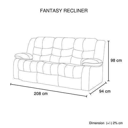 Fantasy Recliner Pu Leather 3R Black - Newstart Furniture