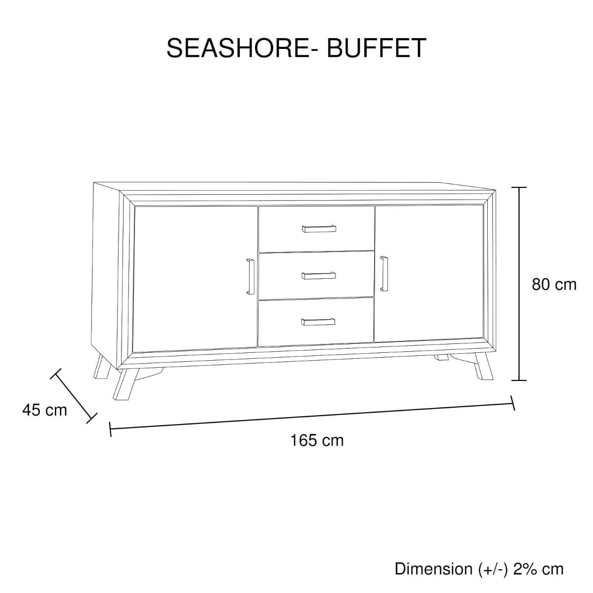 Seashore Sideboard 2 Doors - 3 Drawers - Newstart Furniture
