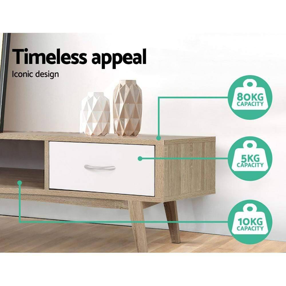 Artiss TV Cabinet Entertainment Unit Stand Storage Drawer Scandinavian 180cm Oak - Newstart Furniture