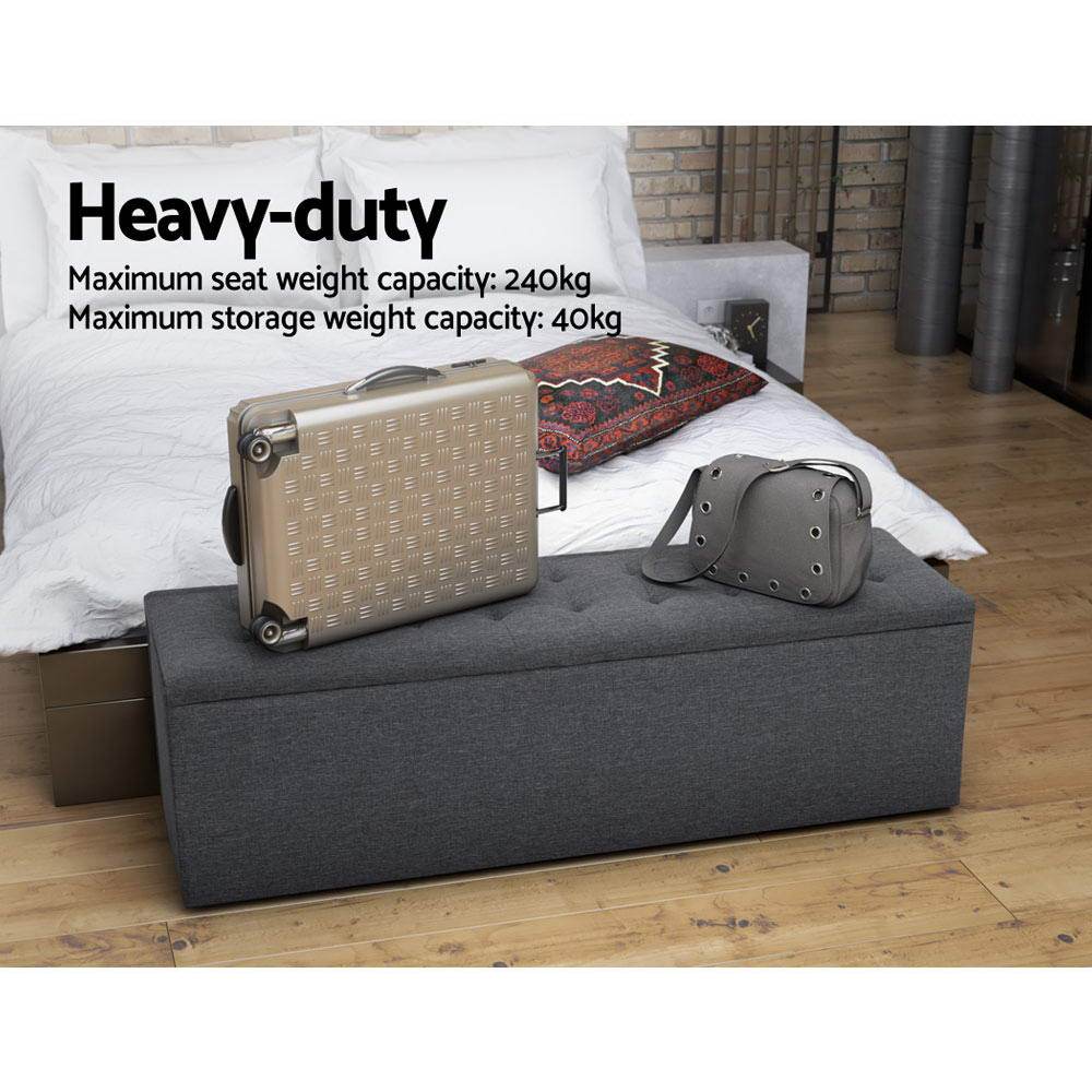 Artiss Storage Ottoman Blanket Box Linen Foot Stool Rest Chest Couch Grey - Newstart Furniture