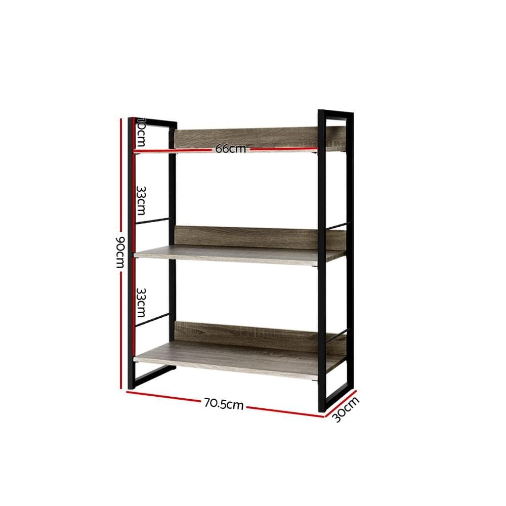 Artiss Bookshelf Display Shelves Metal Bookcase Wooden Book Shelf Wall Storage - Newstart Furniture
