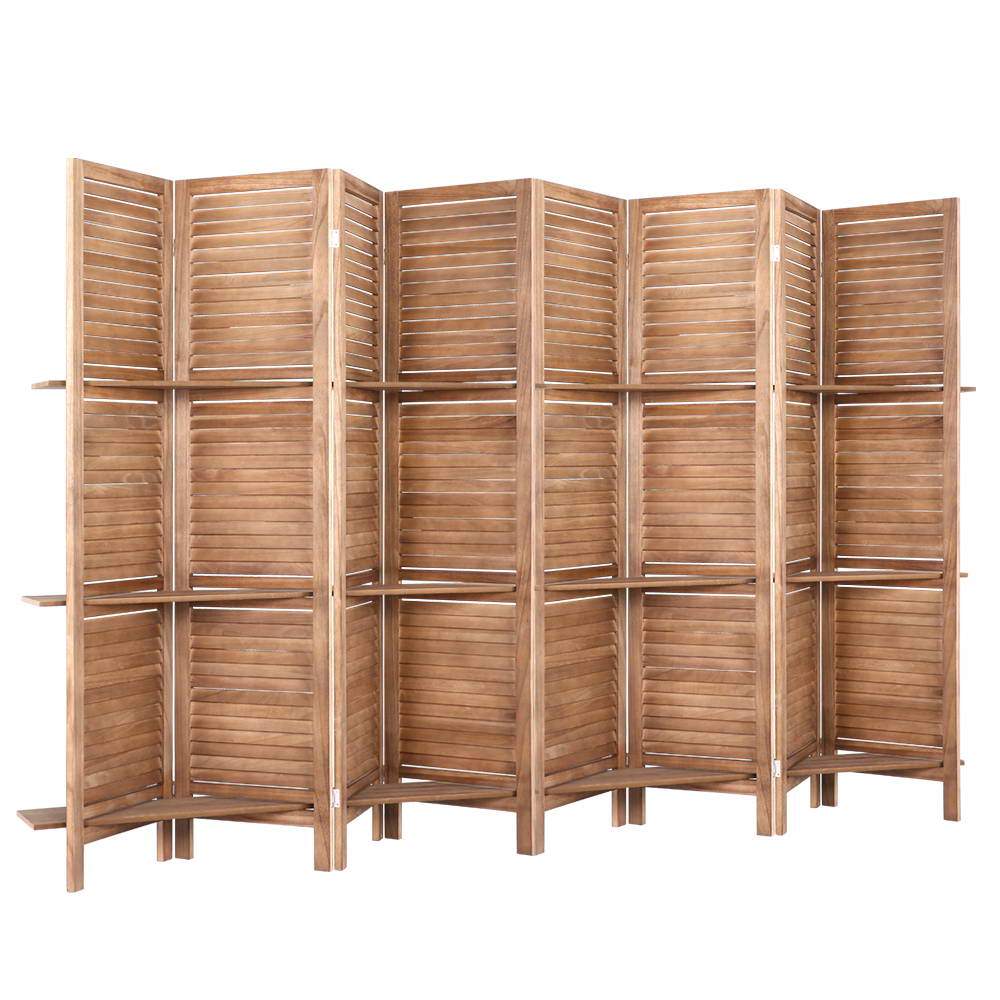 Artiss Room Divider Screen 8 Panel Privacy Dividers Shelf Wooden Timber Stand - Newstart Furniture