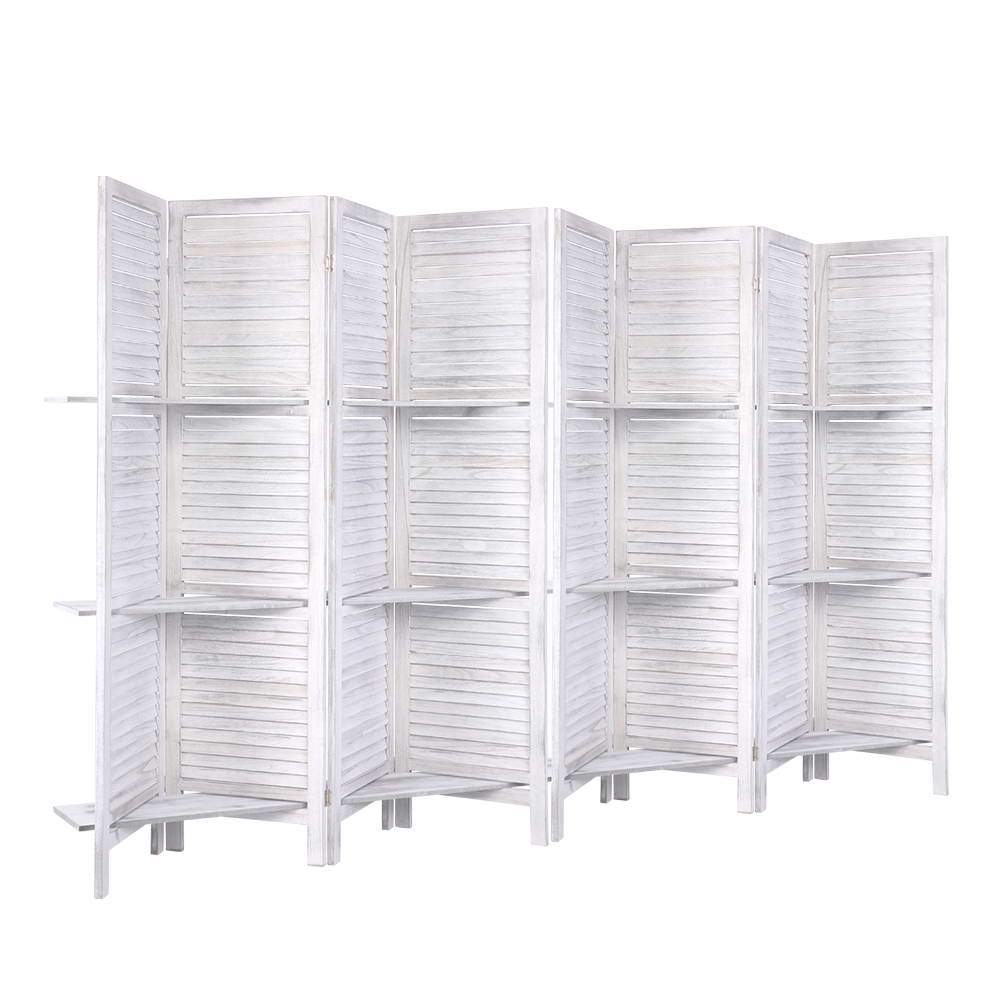 Artiss Room Divider Screen 8 Panel Privacy Foldable Dividers Timber Stand Shelf - Newstart Furniture