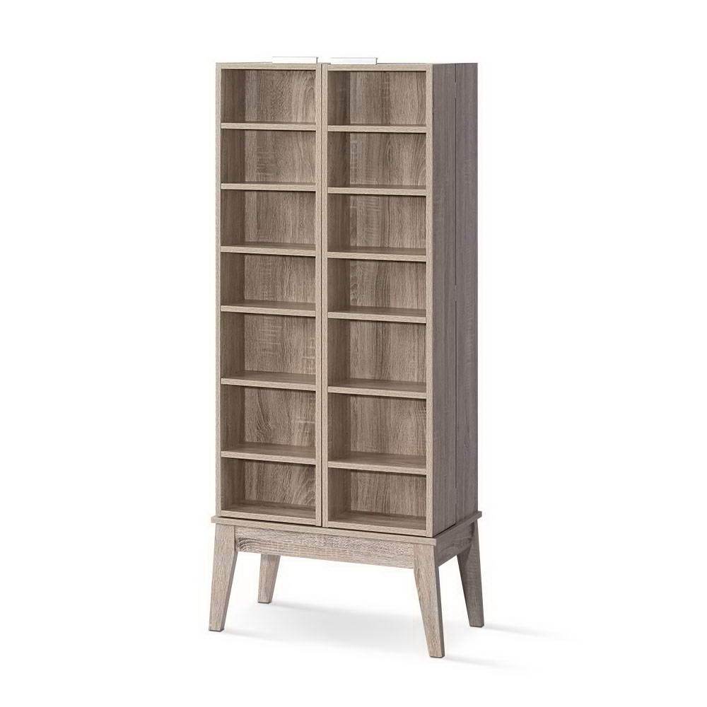 Artiss CD DVD Media Storage Display Shelf Folding Cabinet Bookshelf Bluray Rack Oak - Newstart Furniture