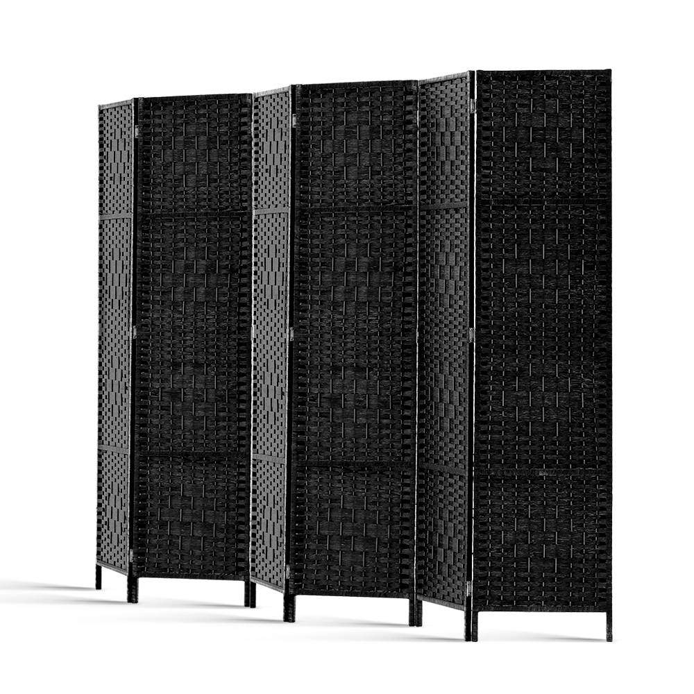 Artiss 6 Panel Room Divider Screen Privacy Timber Foldable Dividers Stand Black - Newstart Furniture