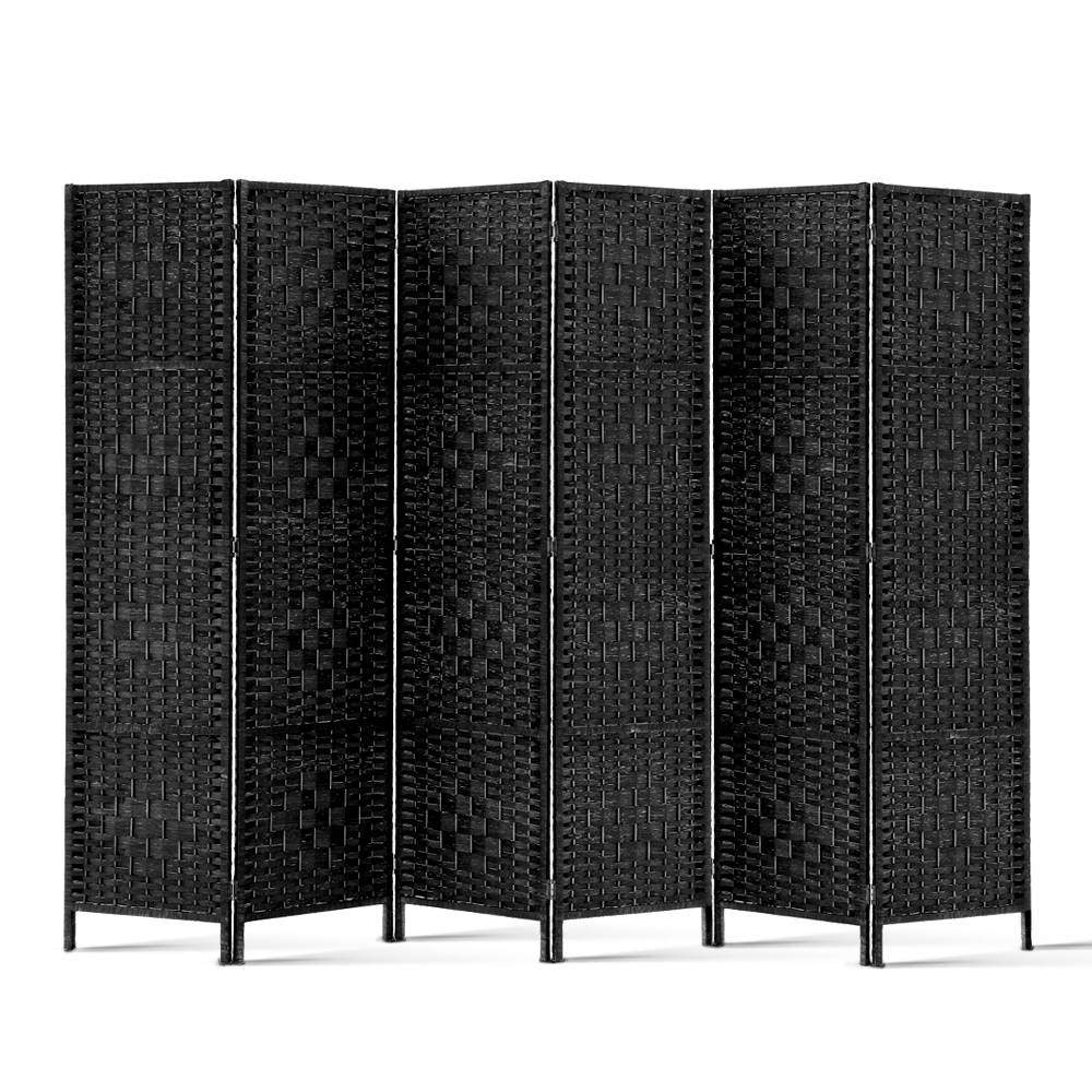 Artiss 6 Panel Room Divider Screen Privacy Timber Foldable Dividers Stand Black - Newstart Furniture