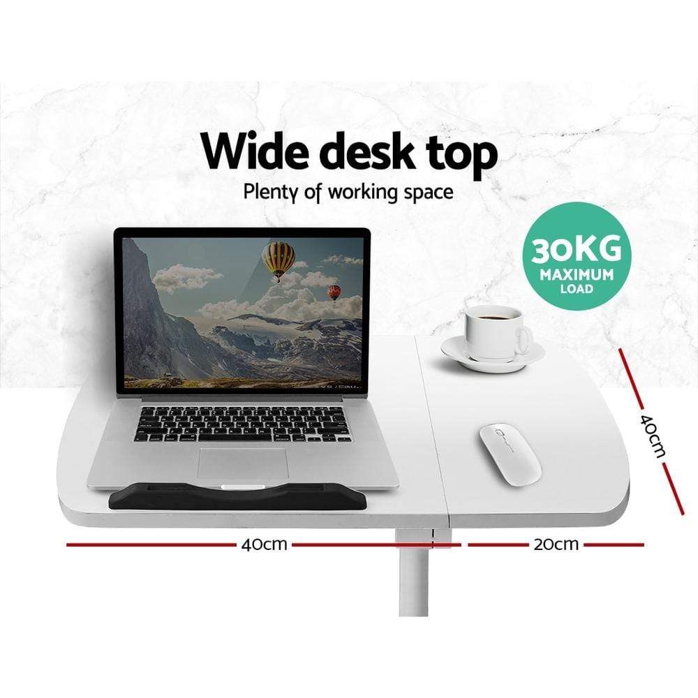 Artiss Laptop Table Desk Adjustable Stand - White - Newstart Furniture