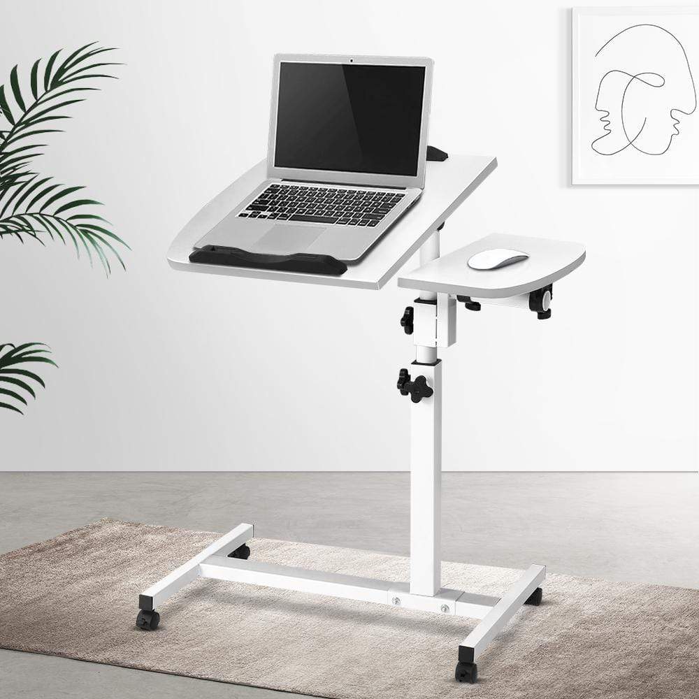 Artiss Laptop Table Desk Adjustable Stand - White - Newstart Furniture