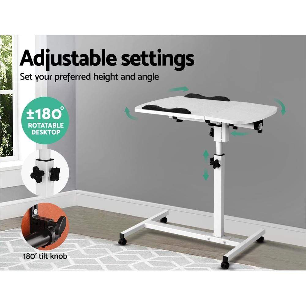 Artiss Laptop Table Desk Adjustable Stand - White - Newstart Furniture