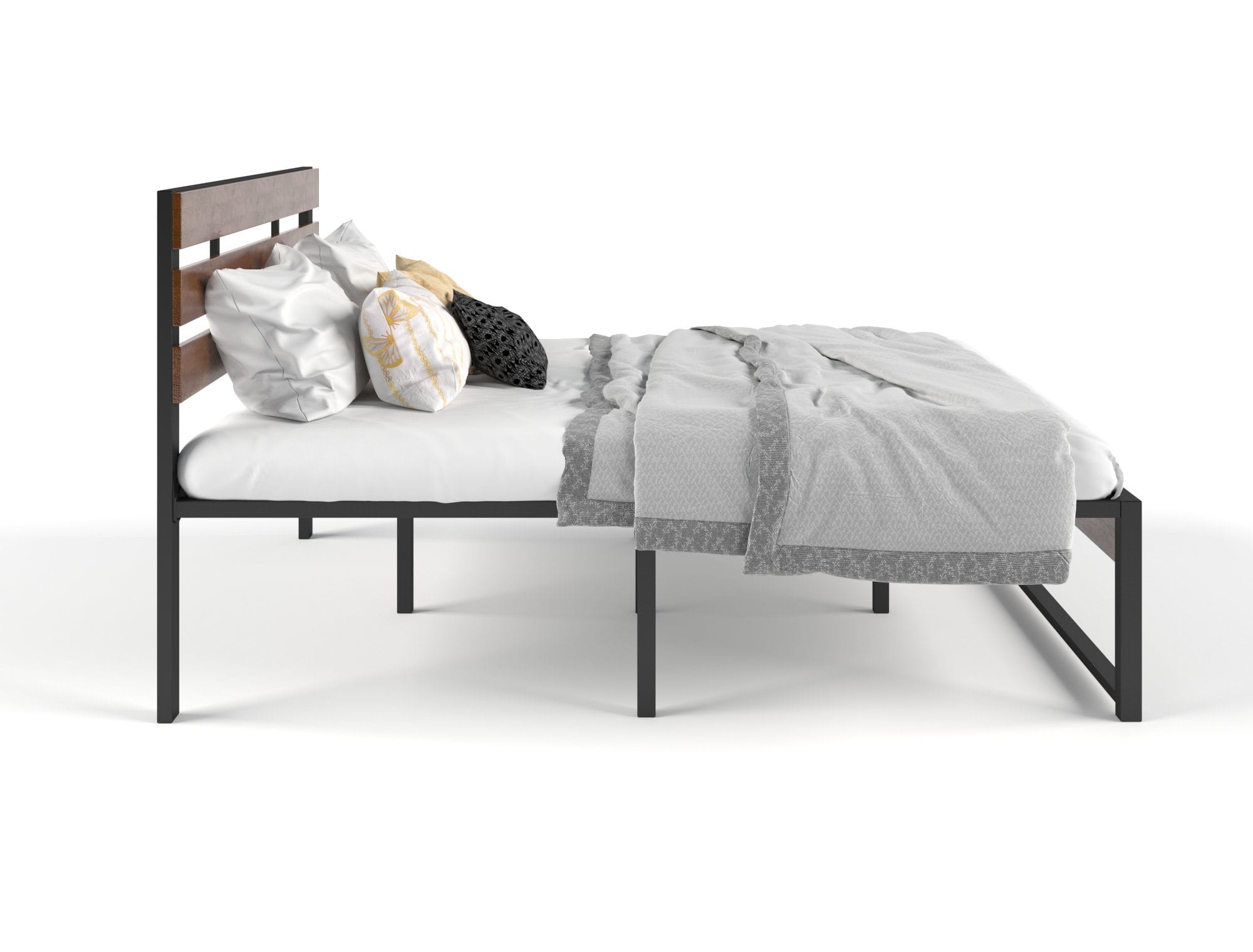 Ora Wooden and Metal Bed Frame Queen - Newstart Furniture