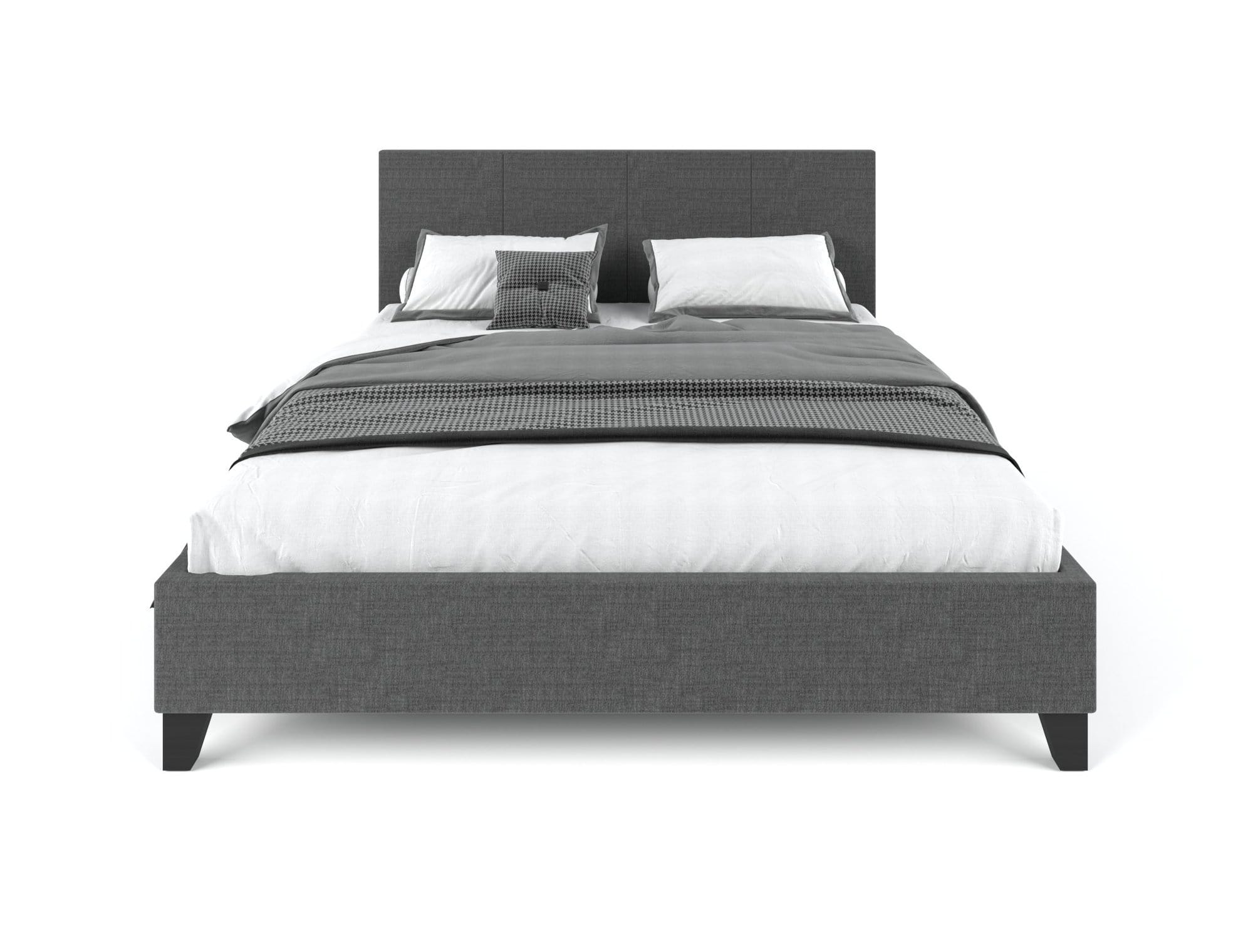 Pale Fabric Bed Frame - Charcoal Double - Newstart Furniture