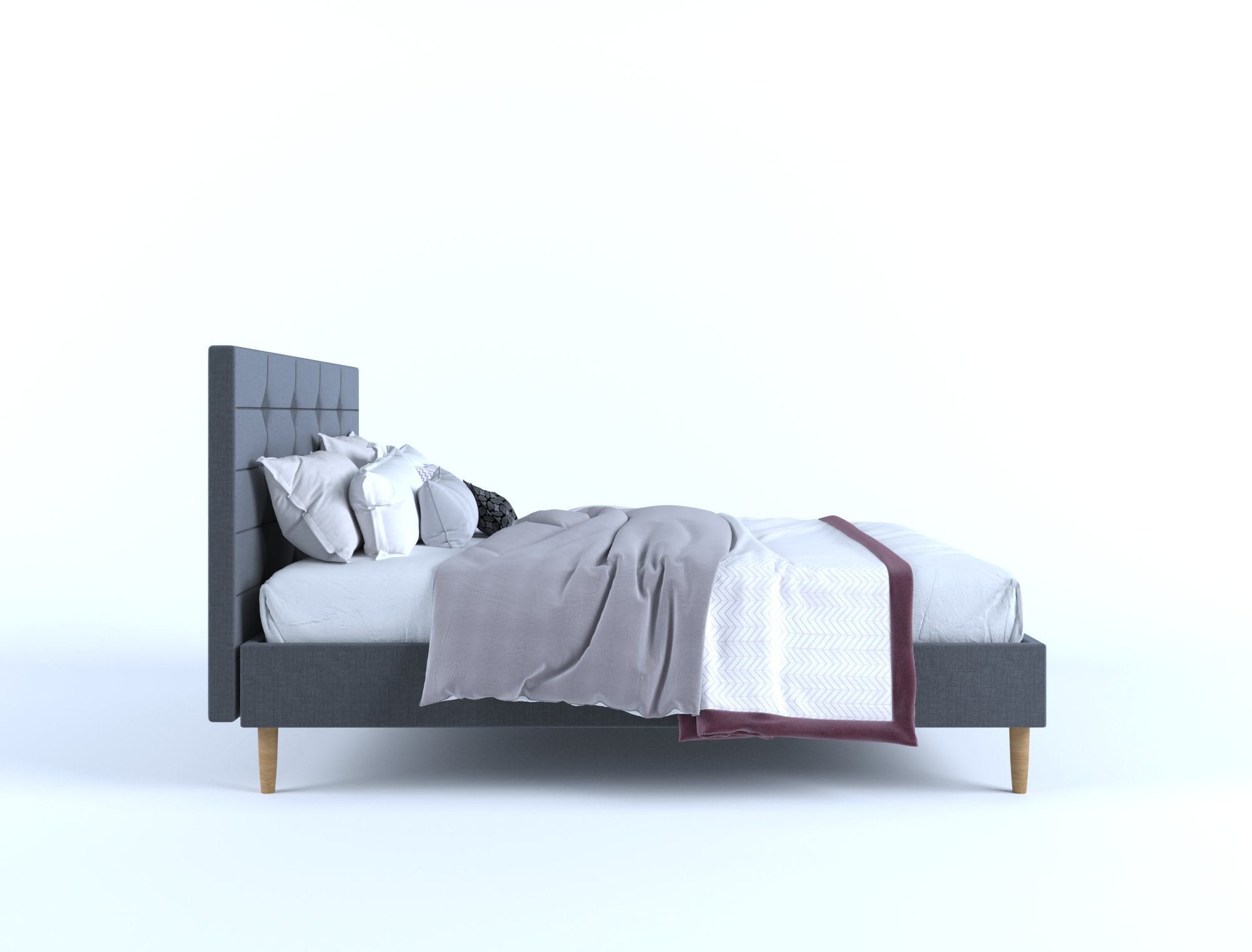 Stelz Fabric Frame - Charcoal Queen - Newstart Furniture