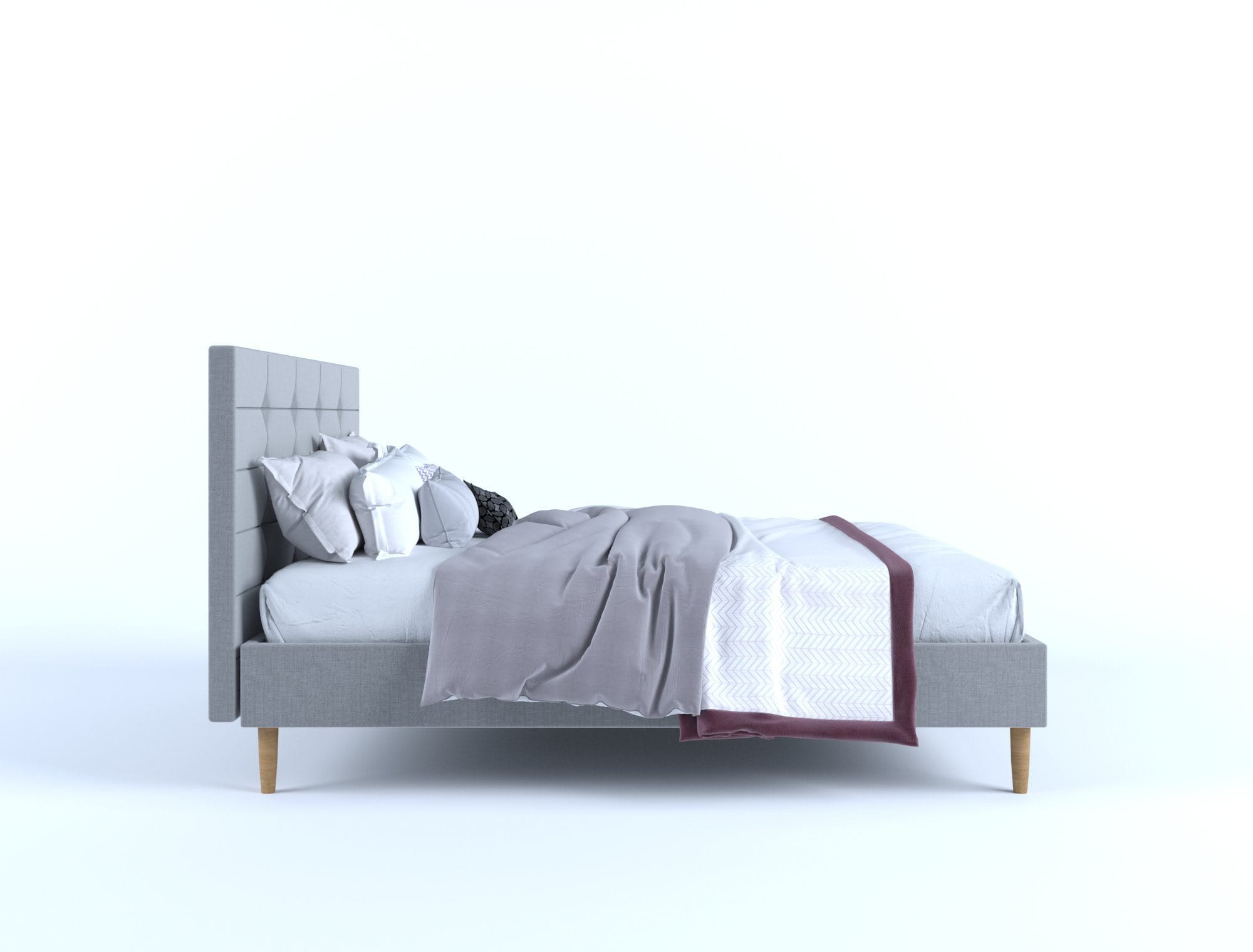 Stelz Fabric Frame - Stone Grey Queen - Newstart Furniture