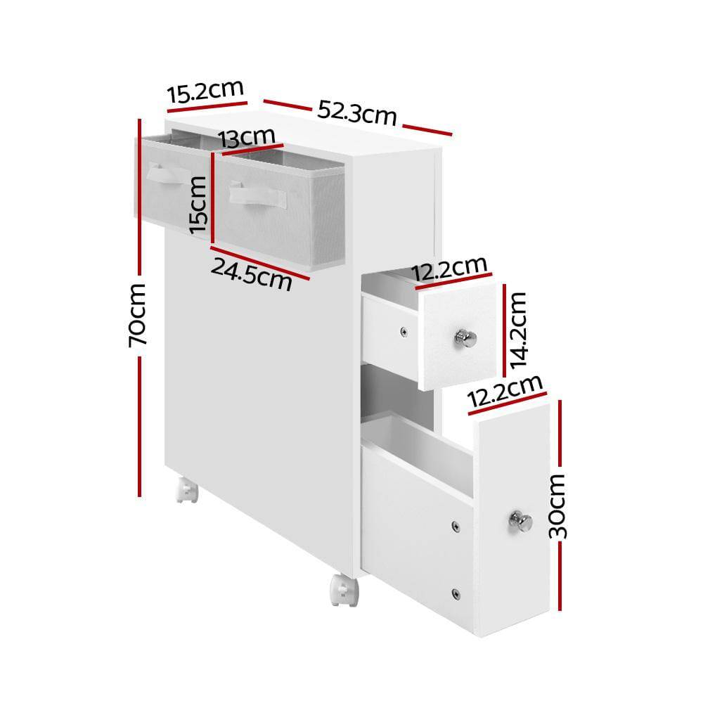 Artiss Bathroom Cabinet Toilet Storage Caddy Holder w/ Wheels - Newstart Furniture