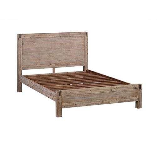 Queen size Bed Frame in Solid Acacia Veneered Medium High Headboard in Oak - Newstart Furniture