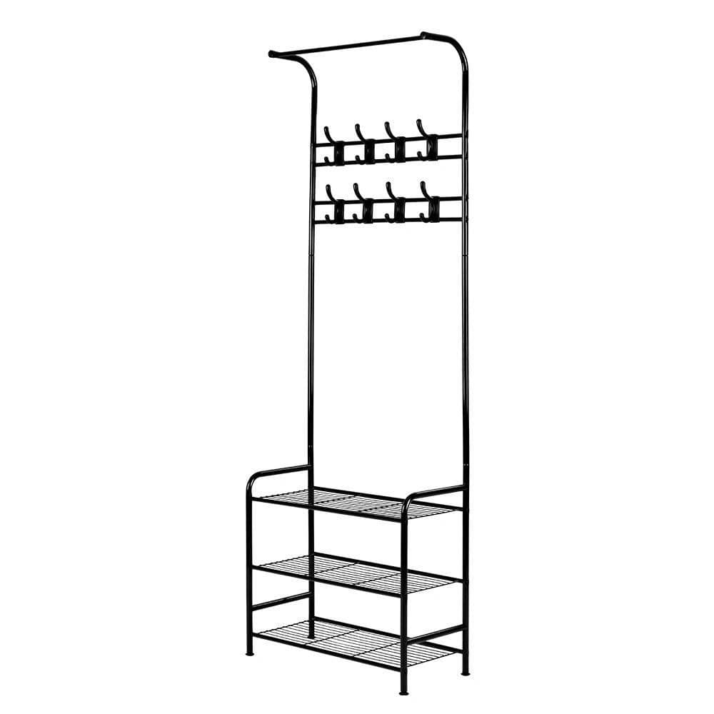 Artiss Clothes Rack Coat Stand Garment Portable Hanger Airer Organiser Shoe Storage Metal Black - Newstart Furniture