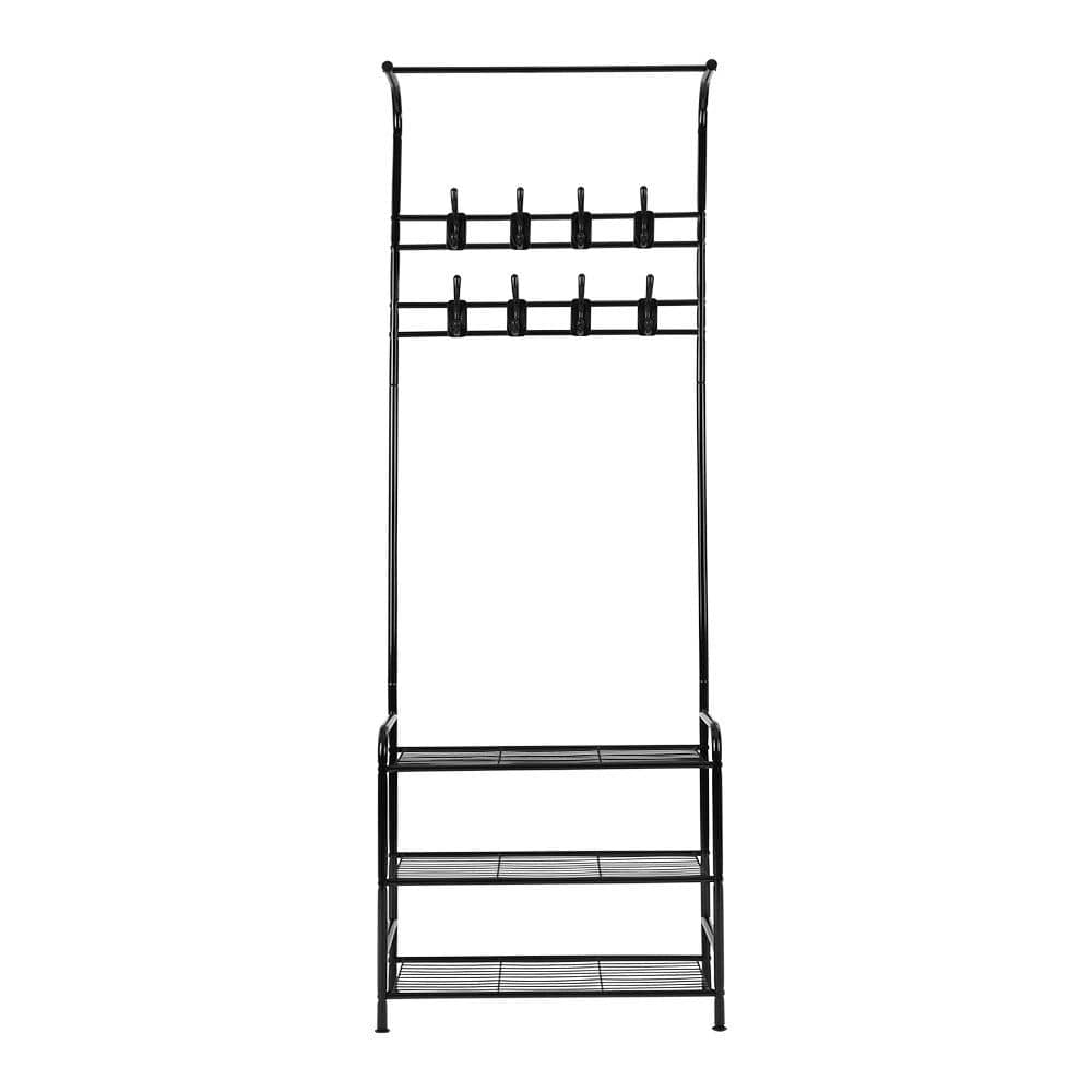 Artiss Clothes Rack Coat Stand Garment Portable Hanger Airer Organiser Shoe Storage Metal Black - Newstart Furniture