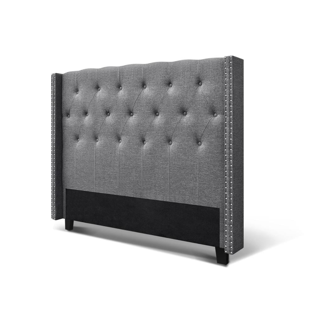 Artiss Bed Head Headboard King Size Bedhead Fabric Frame Base Grey LUCA - Newstart Furniture