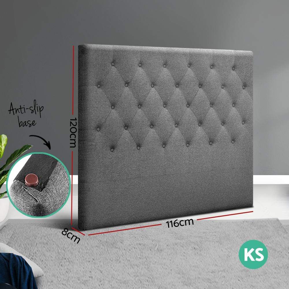 Artiss Bed Head Headboard King Single Bedhead Fabric CAPPI Grey - Newstart Furniture