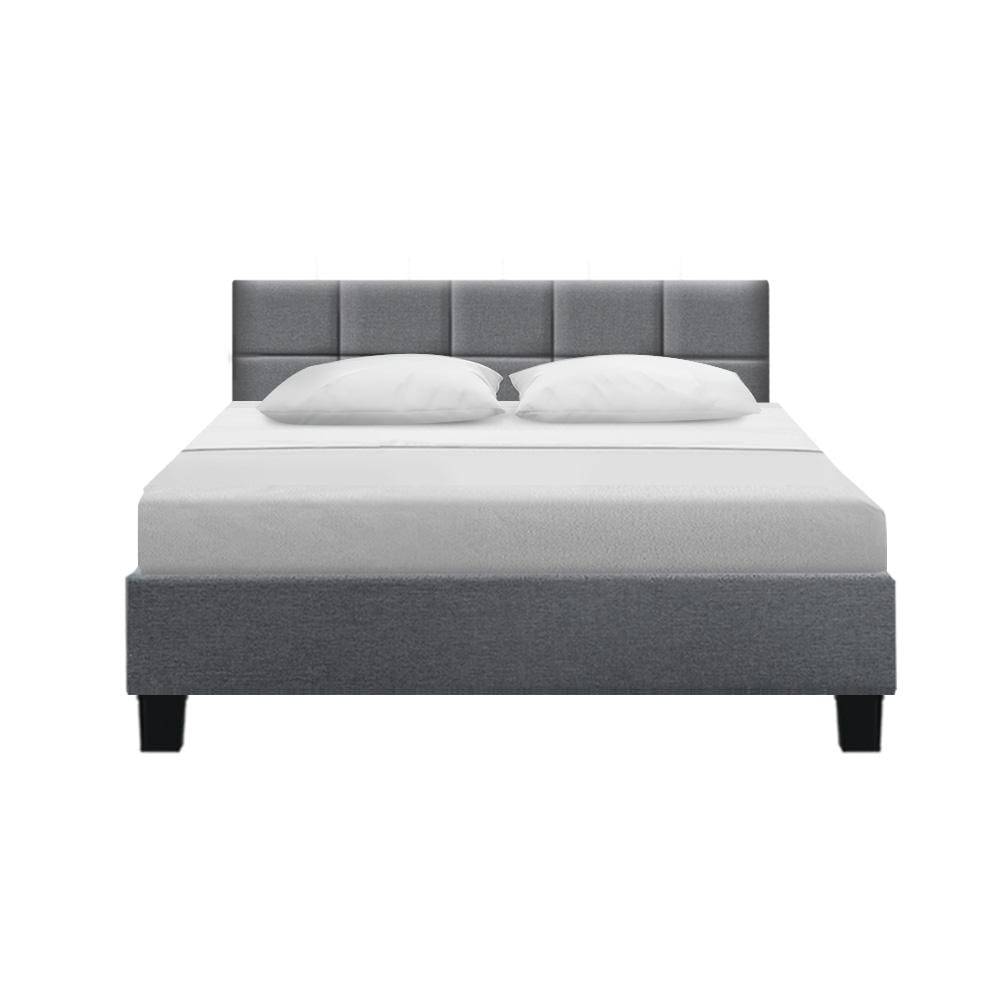 Artiss Tino Bed Frame Queen Size Grey Fabric - Newstart Furniture