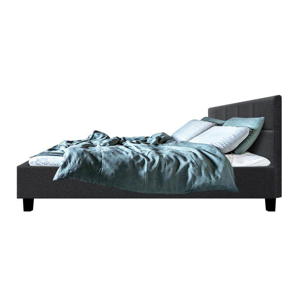 Artiss Tino Bed Frame Queen Size Charcoal Fabric - Newstart Furniture