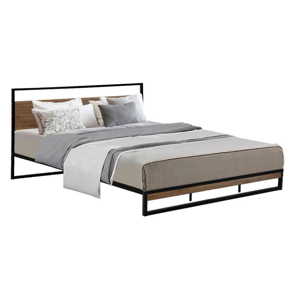 Metal Bed Frame King Size Mattress Base Platform Foundation Black Dane - Newstart Furniture