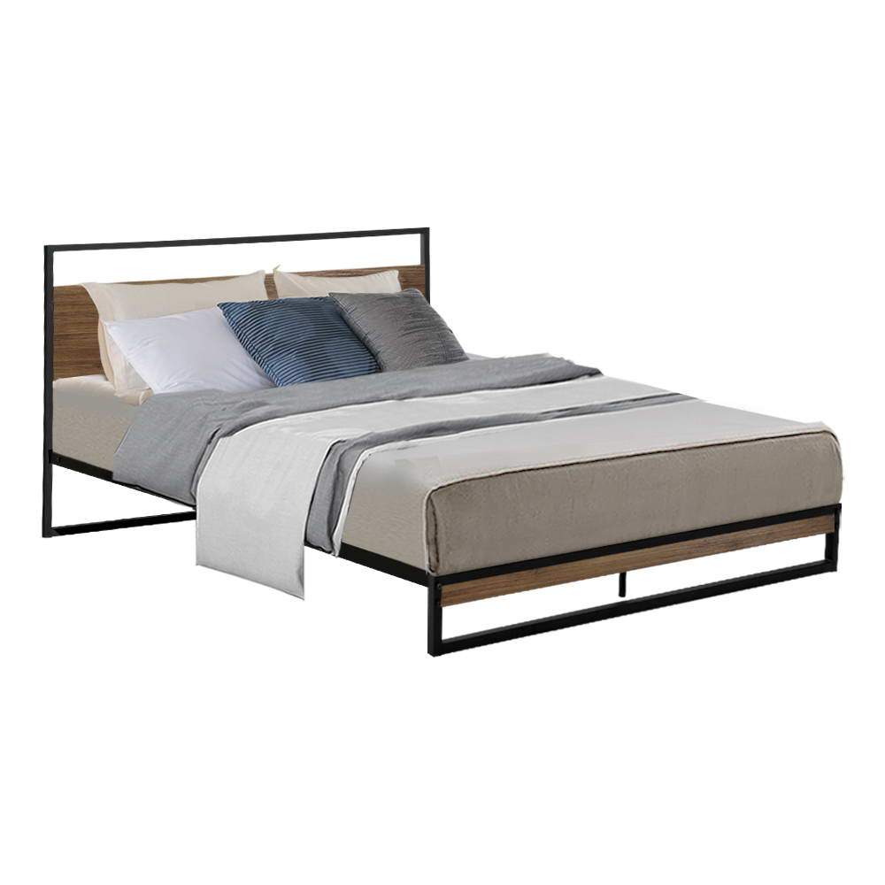 Artiss Metal Bed Frame Queen Size Mattress Base Platform Foundation Black Dane - Newstart Furniture
