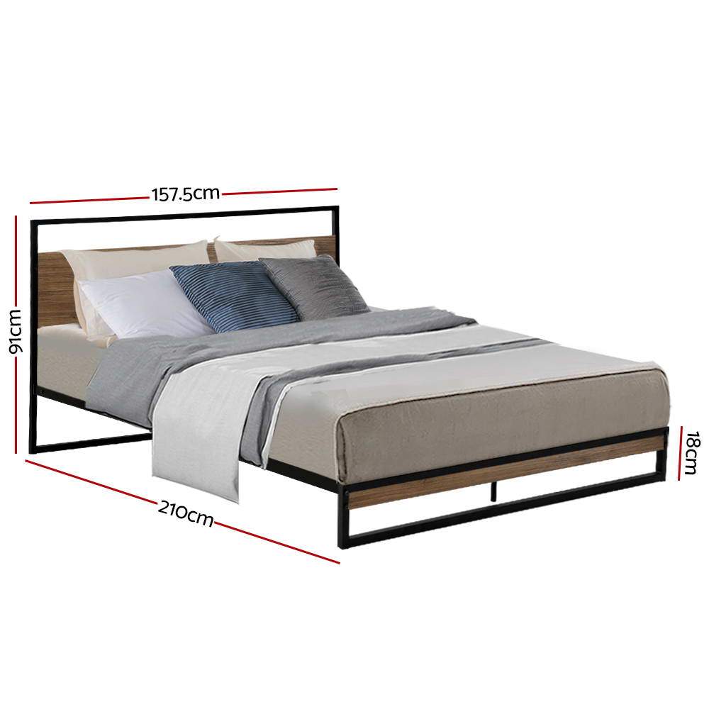 Artiss Metal Bed Frame Queen Size Mattress Base Platform Foundation Black Dane - Newstart Furniture