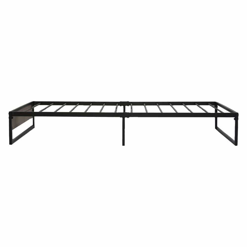 Artiss Metal Bed Frame Single Size Mattress Base Platform Wooden Black OSLO - Newstart Furniture