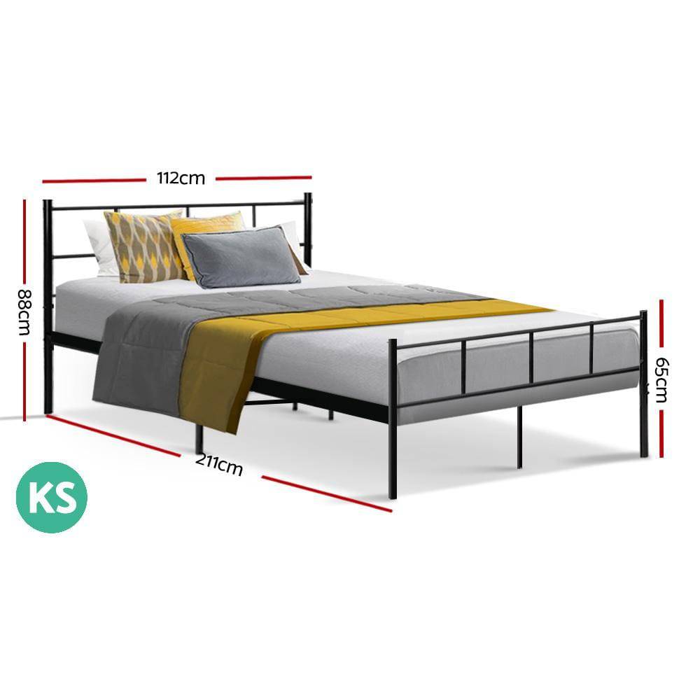 Artiss Metal Bed Frame King Single Size Platform Foundation Mattress Base SOL - Newstart Furniture