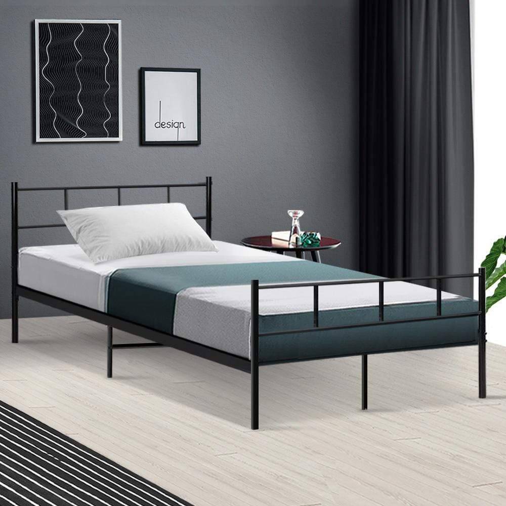 Artiss Metal Bed Frame King Single Size Platform Foundation Mattress Base SOL - Newstart Furniture