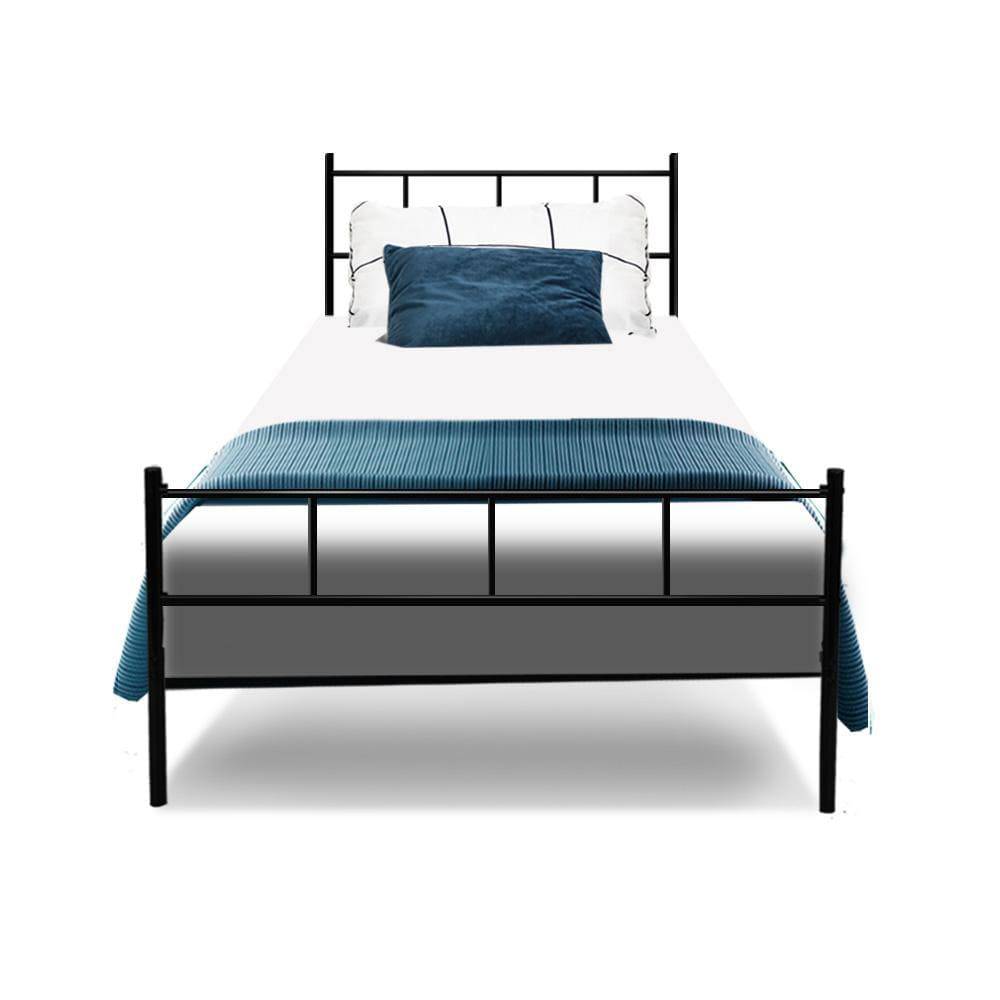 Artiss Metal Bed Frame Single Size Platform Foundation Mattress Base SOL Black - Newstart Furniture