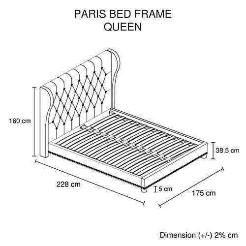 Paris Bedframe Queen Size Beige - Newstart Furniture