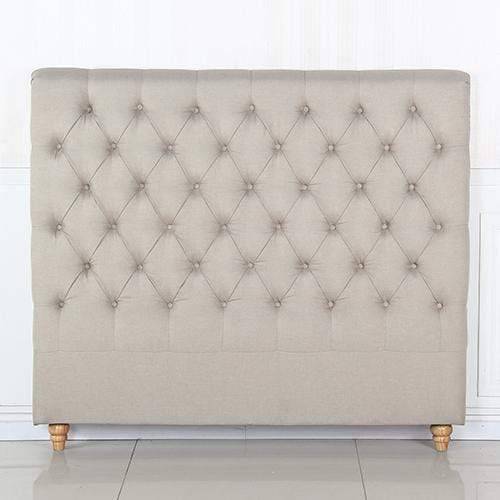 Bed Head King Size French Provincial Headboard Upholsterd Fabric Beige - Newstart Furniture