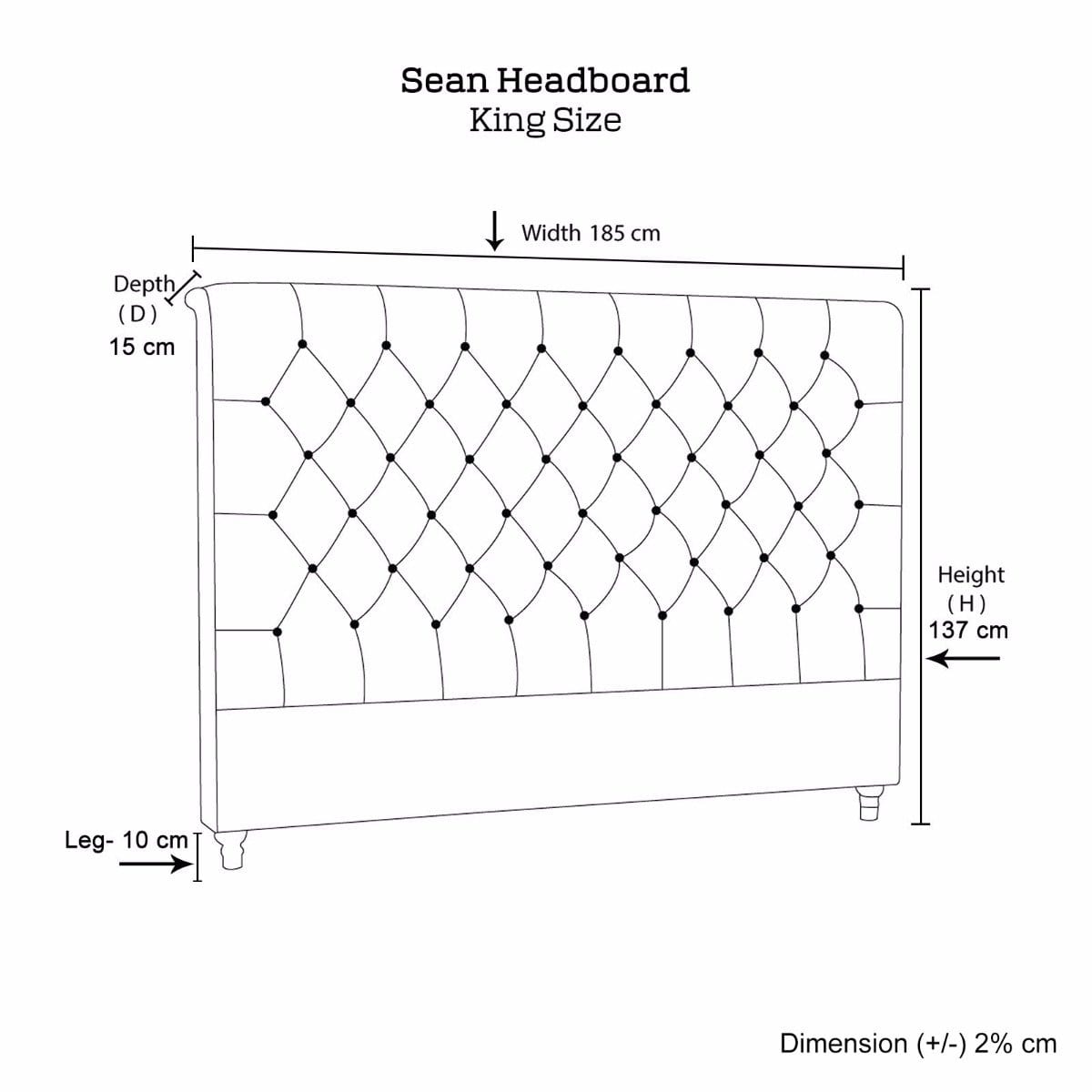 Bed Head King Size French Provincial Headboard Upholsterd Fabric Charcoal - Newstart Furniture