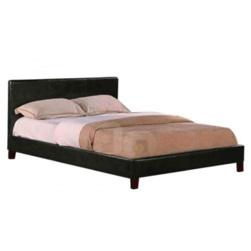 Queen Size Leatheratte Bed Frame in Black Colour with Metal Joint Slat Base - Newstart Furniture