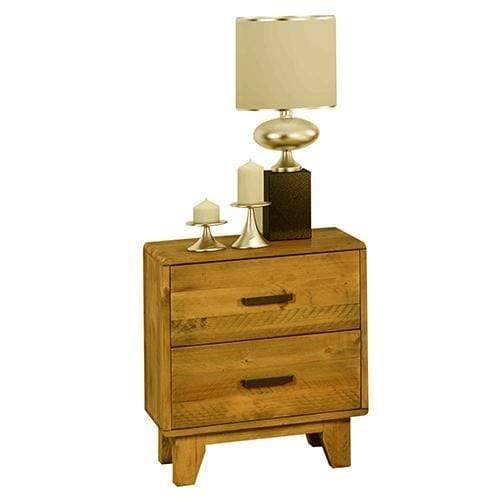 Bedside Table 2 drawers Night Stand Solid Wood Storage Light Brown Colour - Newstart Furniture