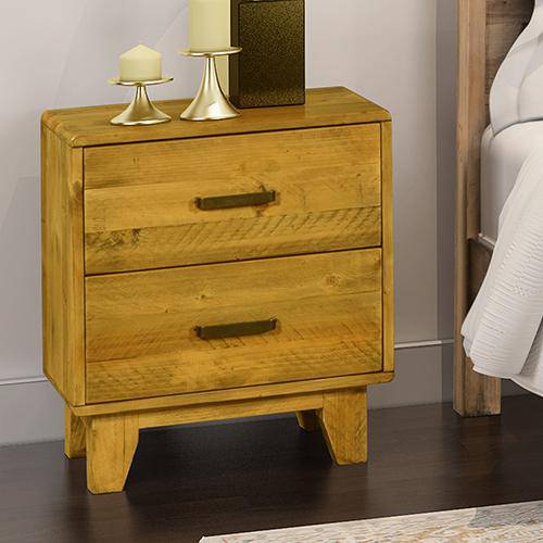 Bedside Table 2 drawers Night Stand Solid Wood Storage Light Brown Colour - Newstart Furniture