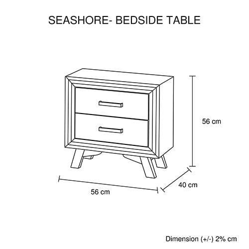 Bedside Table 2 drawer Night Stand with Solid Acacia Storage in Sliver Brush Colour - Newstart Furniture