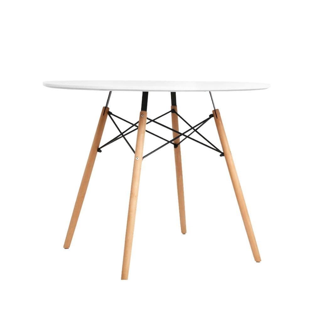 Artiss Dining Table Round 4 Seater Replica Tables Cafe Timber White 90cm - Newstart Furniture