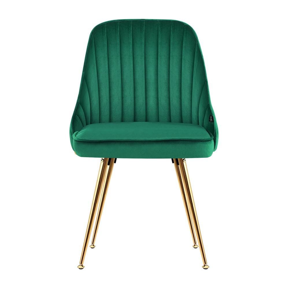 Artiss Set of 2 Dining Chairs Retro Chair Cafe Kitchen Modern Metal Legs Velvet Green - Newstart Furniture