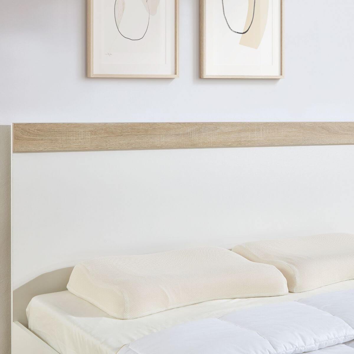 Aiden Industrial Contemporary White Oak Bed Frame Queen Size - Newstart Furniture