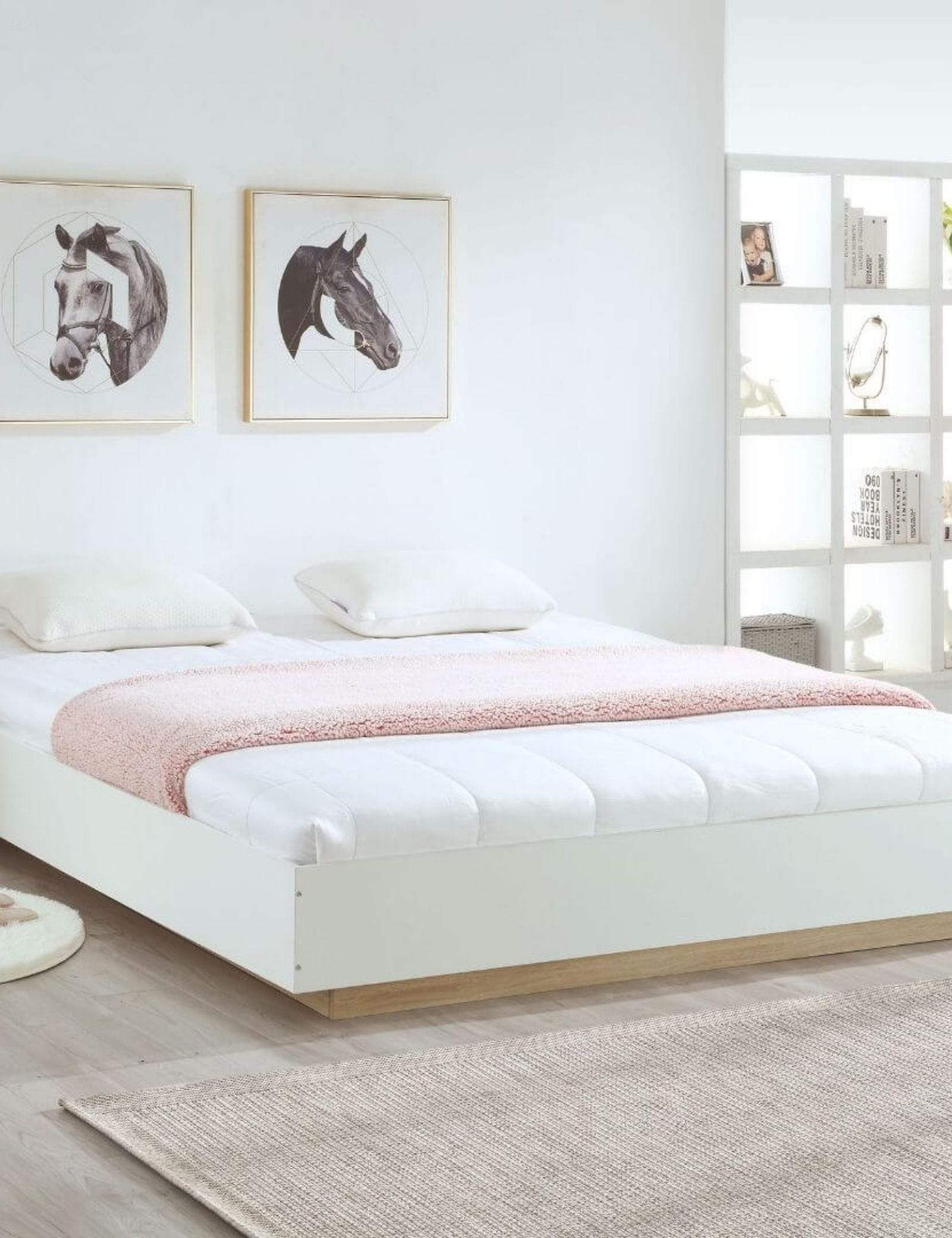 Aiden Industrial Contemporary White Oak Bed Base Bedframe - Newstart Furniture