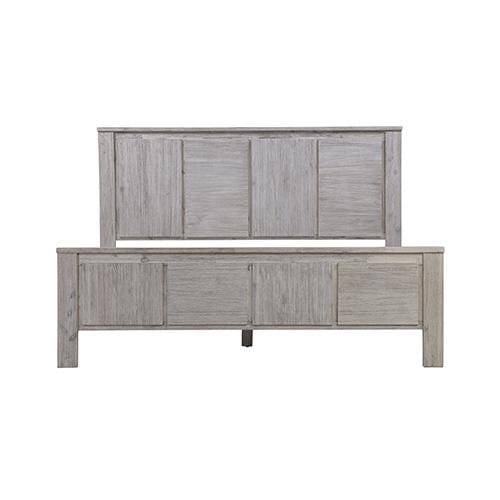 King Size Bed Frame with Solid Acacia Wood Veneered Construction in White Ash Colour - Newstart Furniture