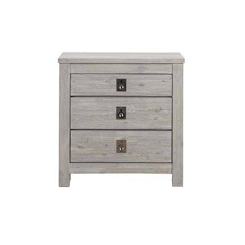 Bedside Table 2 drawers Night Stand Solid Acacia Storage in White Ash Colour - Newstart Furniture