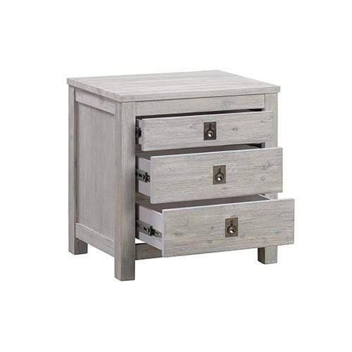 Bedside Table 2 drawers Night Stand Solid Acacia Storage in White Ash Colour - Newstart Furniture