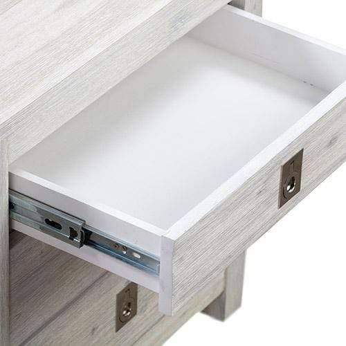 Bedside Table 2 drawers Night Stand Solid Acacia Storage in White Ash Colour - Newstart Furniture