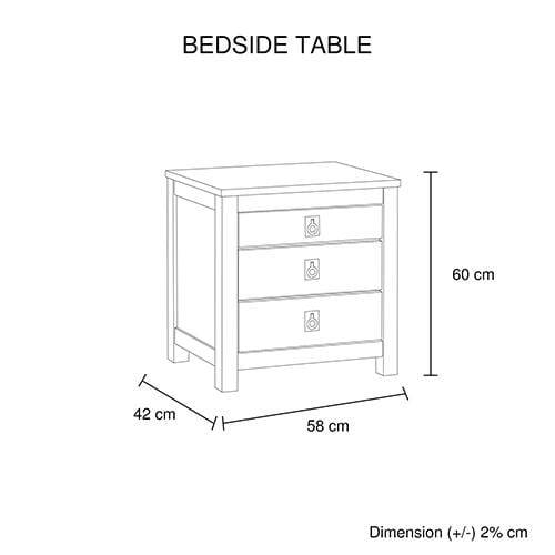 Bedside Table 2 drawers Night Stand Solid Acacia Storage in White Ash Colour - Newstart Furniture