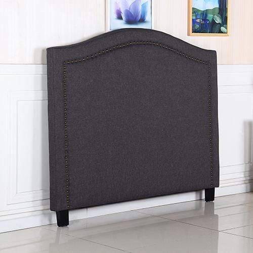 Bed Head Queen Size Charcoal Headboard with Curved Design Upholstery Linen Fabric - Newstart Furniture