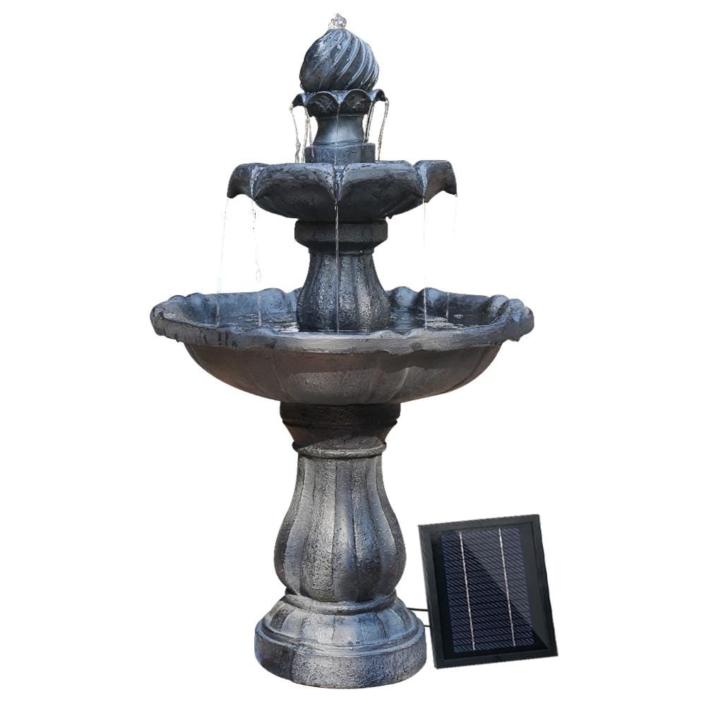 Gardeon 3 Tier Solar Powered Water Fountain Black - Newstart Furniture